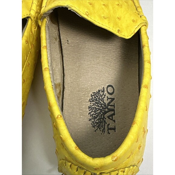 Taino Yellow Ostrich Embossed Leather Slip On Loafer Shoes Inner Sole Sz 11 Mens main image 9